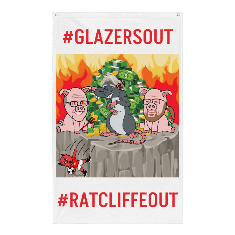 Manchester United Ratcliffe Out, Glazers Out Flag Flags Football GlazersOut Manchester United RatcliffeOut Next Cult Brand