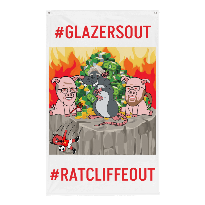 Manchester United Ratcliffe Out, Glazers Out Flag Next Cult Brand Football, GlazersOut, Manchester United, RatcliffeOut