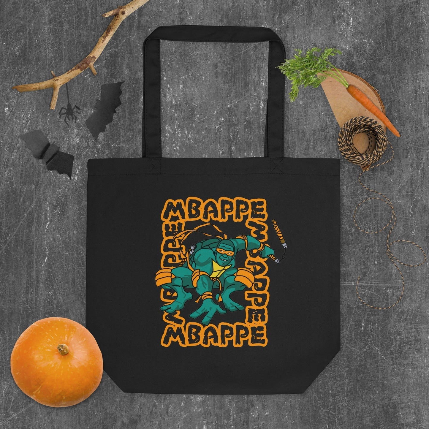 Kylian Mbappe Orange Ninja Turtle Michelangelo Eco Tote Bag Next Cult Brand Football, Kylian Mbappe, Michelangelo, Ninja Turtles, PSG