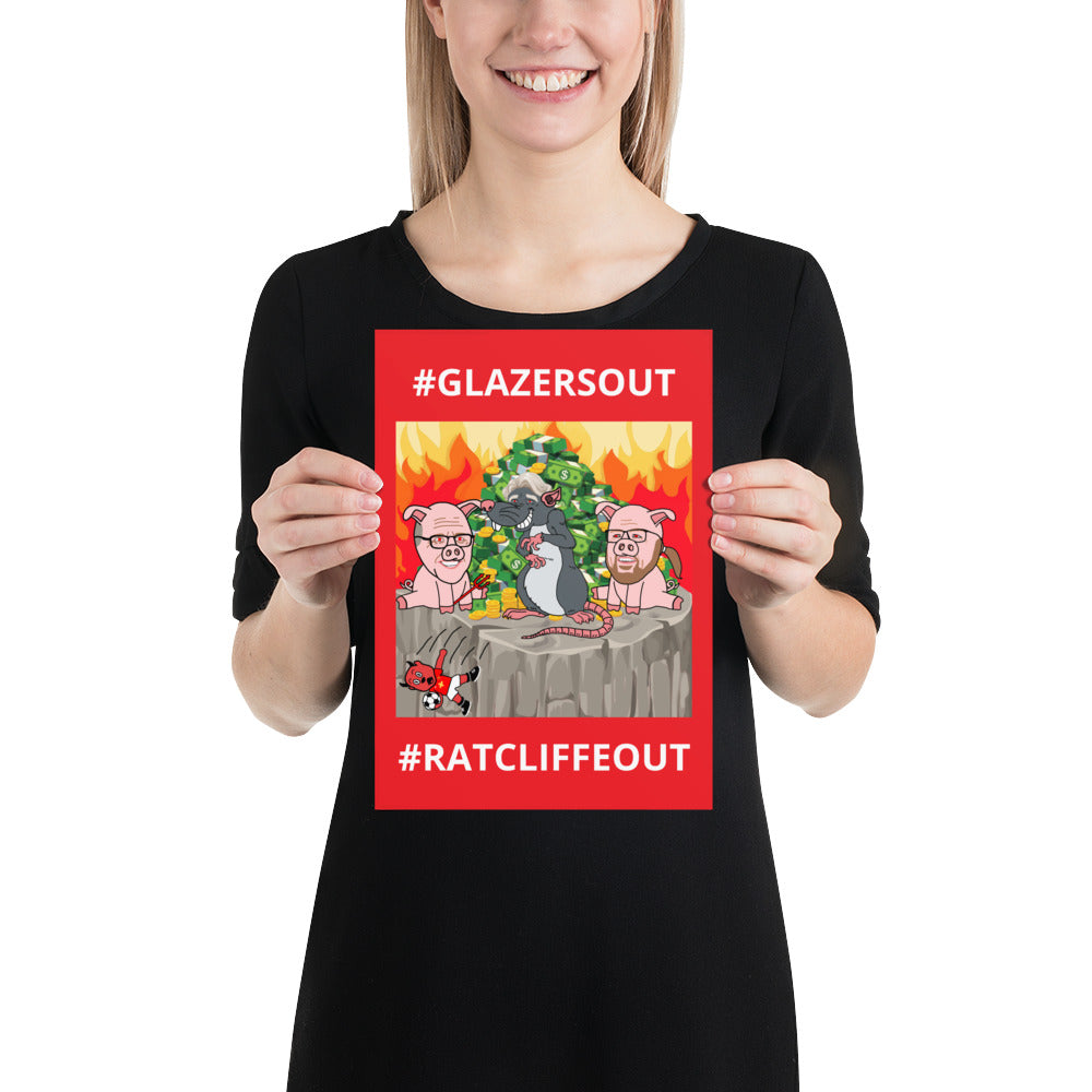 Manchester United Ratcliffe Out, Glazers Out Poster 21×30 cm Posters Football GlazersOut Manchester United RatcliffeOut Next Cult Brand