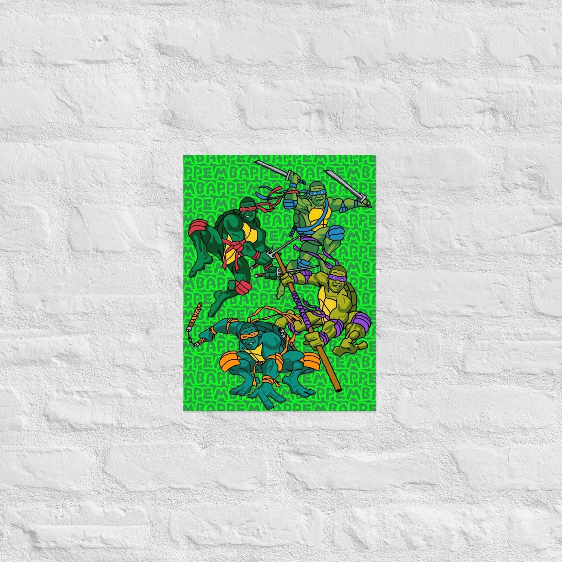 Kylian Mbappe Ninja Turtles funny football/ soccer meme Poster green Next Cult Brand Football, Kylian Mbappe, Ninja Turtles, PSG