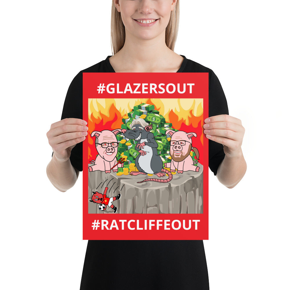 Manchester United Ratcliffe Out, Glazers Out Poster 30×40 cm Posters Football GlazersOut Manchester United RatcliffeOut Next Cult Brand