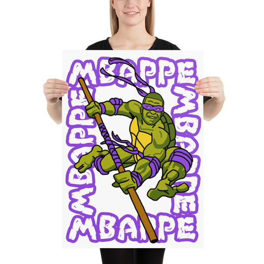 Kylian Mbappe Purple Ninja Turtle Donatello Poster Next Cult Brand Donatello, Football, Kylian Mbappe, Ninja Turtles, PSG