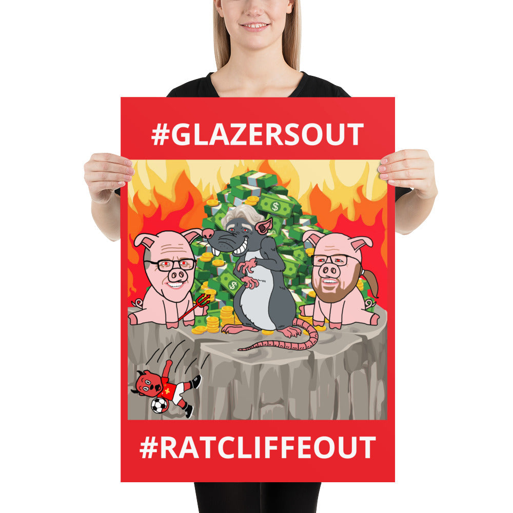 Manchester United Ratcliffe Out, Glazers Out Poster Next Cult Brand Football, GlazersOut, Manchester United, RatcliffeOut