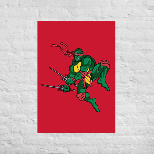 Kylian Mbappe Red Ninja Turtle Raphael Poster Next Cult Brand Football, Kylian Mbappe, Ninja Turtles, PSG, Raphael