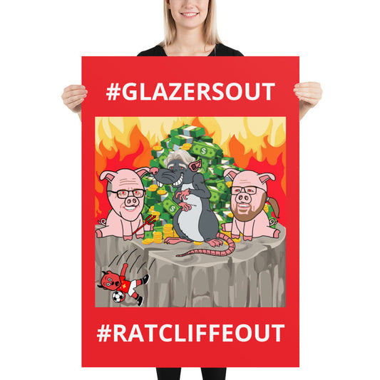 Manchester United Ratcliffe Out, Glazers Out Poster Next Cult Brand Football, GlazersOut, Manchester United, RatcliffeOut