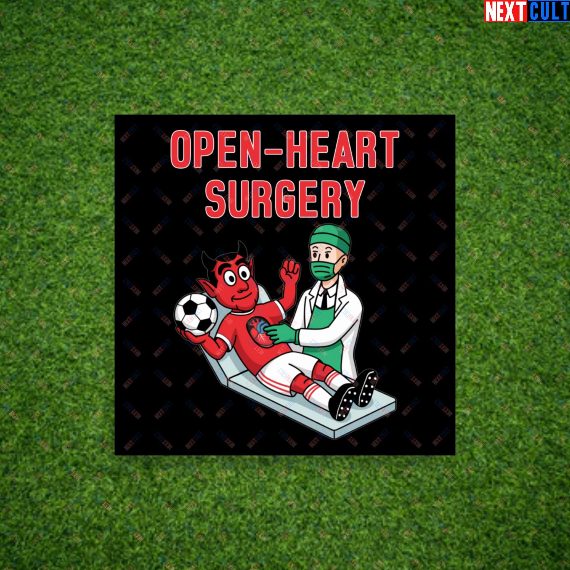 Ralf Rangnick "United Need Open Heart Surgery" Poster - Manchester United Fan Protest Wall Art - Lazy Players Out, Proper Structure In, Remove Owners - Funny Football Meme GiftPoster 10″×10″ Posters Football GlazersOut Manchester United RatcliffeOut Next Cult Brand