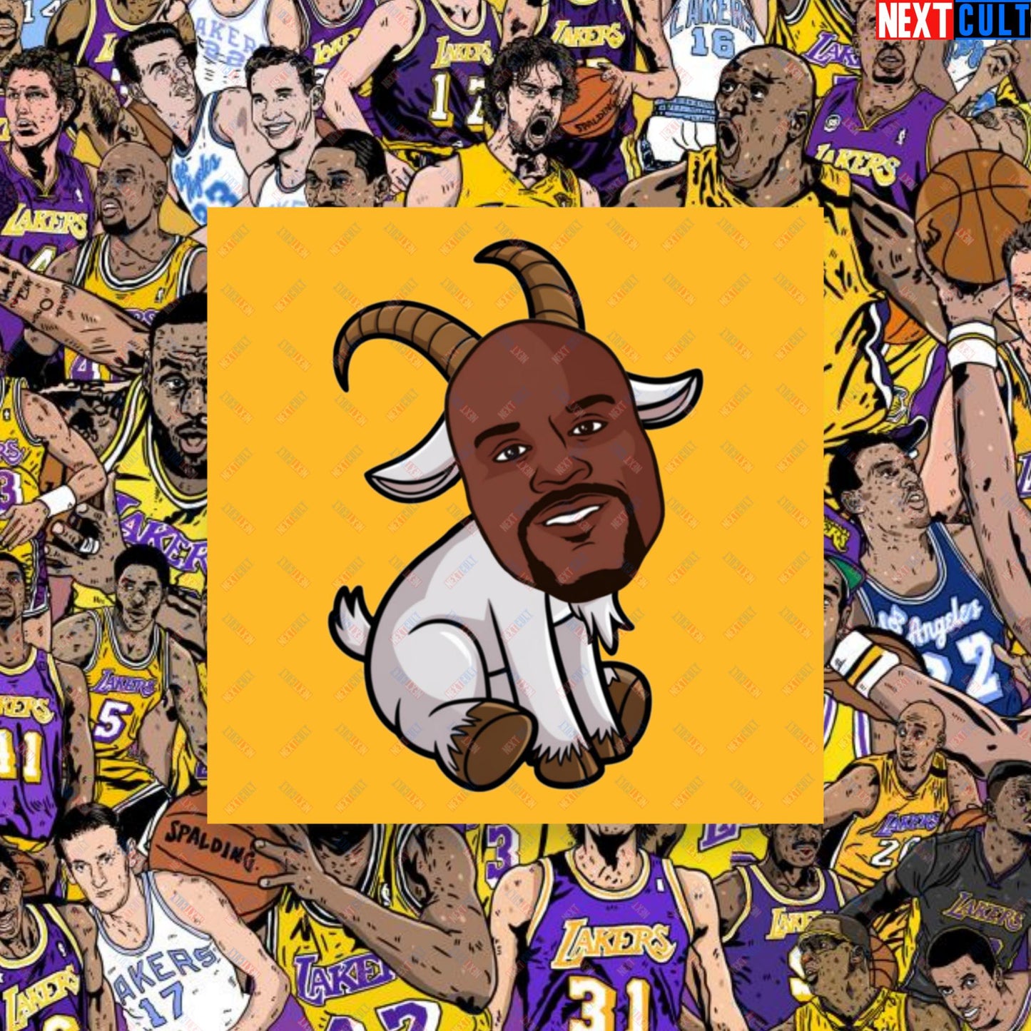 Shaquille O’Neal GOAT Poster - Shaq Basketball Meme Wall Art - Greatest of All Time NBA Funny Cartoon Print for Basketball Fans - Perfect Gift for Shaq Lovers Poster 10″×10″ Posters Basketball G.O.A.T. Los Angeles Lakers NBA Orlando Magic Shaq Next Cult Brand