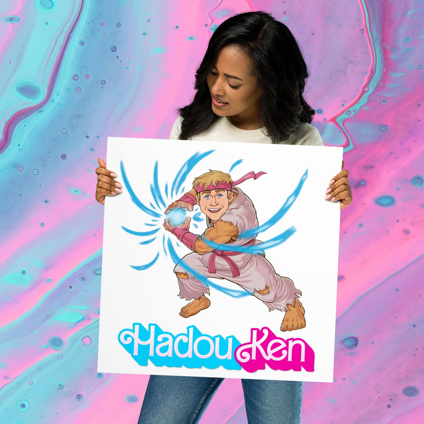 Hadouken Ken Barbie Ryan Gosling Street Fighter Funny Poster