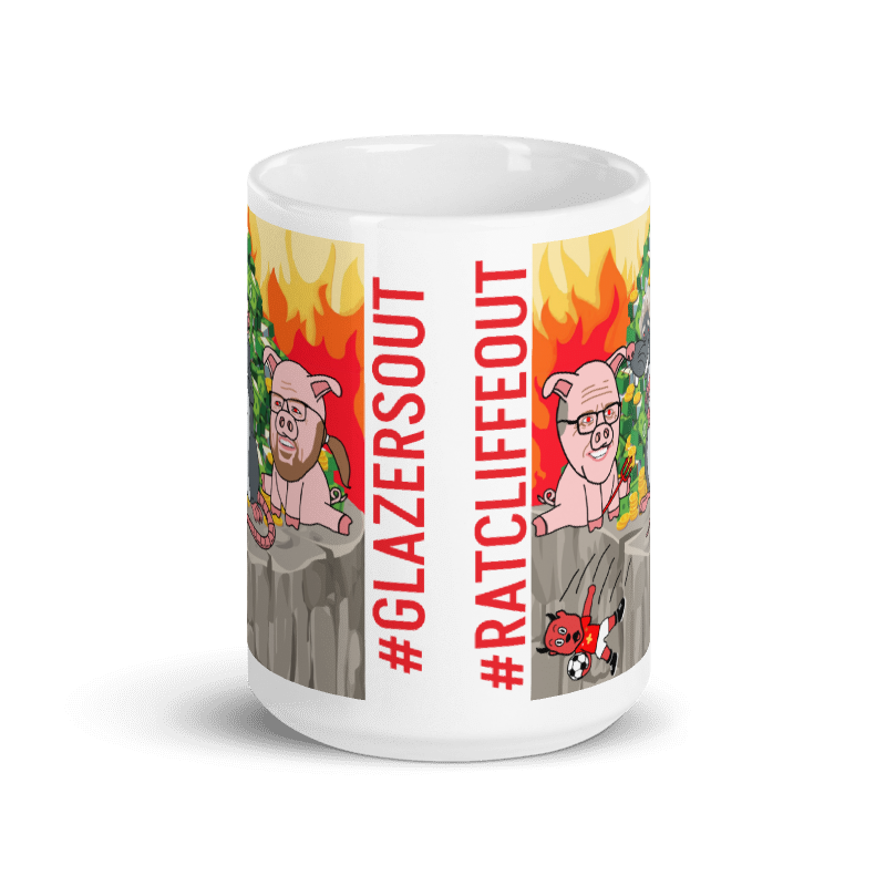 Manchester United Ratcliffe Out, Glazers Out White Glossy Mug/Cup Mugs Football GlazersOut Manchester United RatcliffeOut Next Cult Brand
