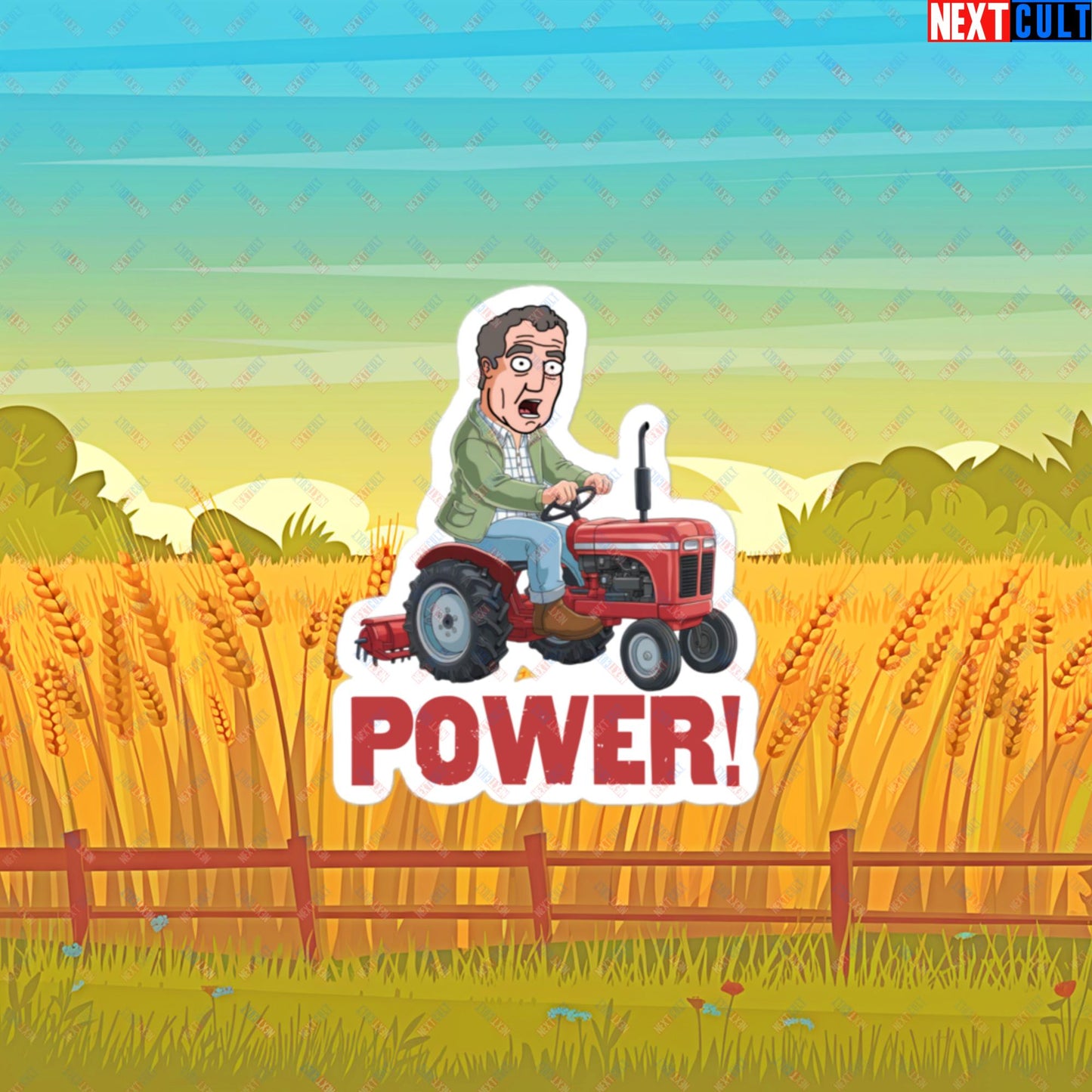 Speed and Power Tractor Jeremy Clarkson's Farm Diddly Squat Grand Tour Top Gear Funny Meme Cartoon Bubble-free stickers 3″×3″ Stickers Clarkson's Farm Grand Tour Jeremy Clarkson Top Gear TV Shows Next Cult Brand