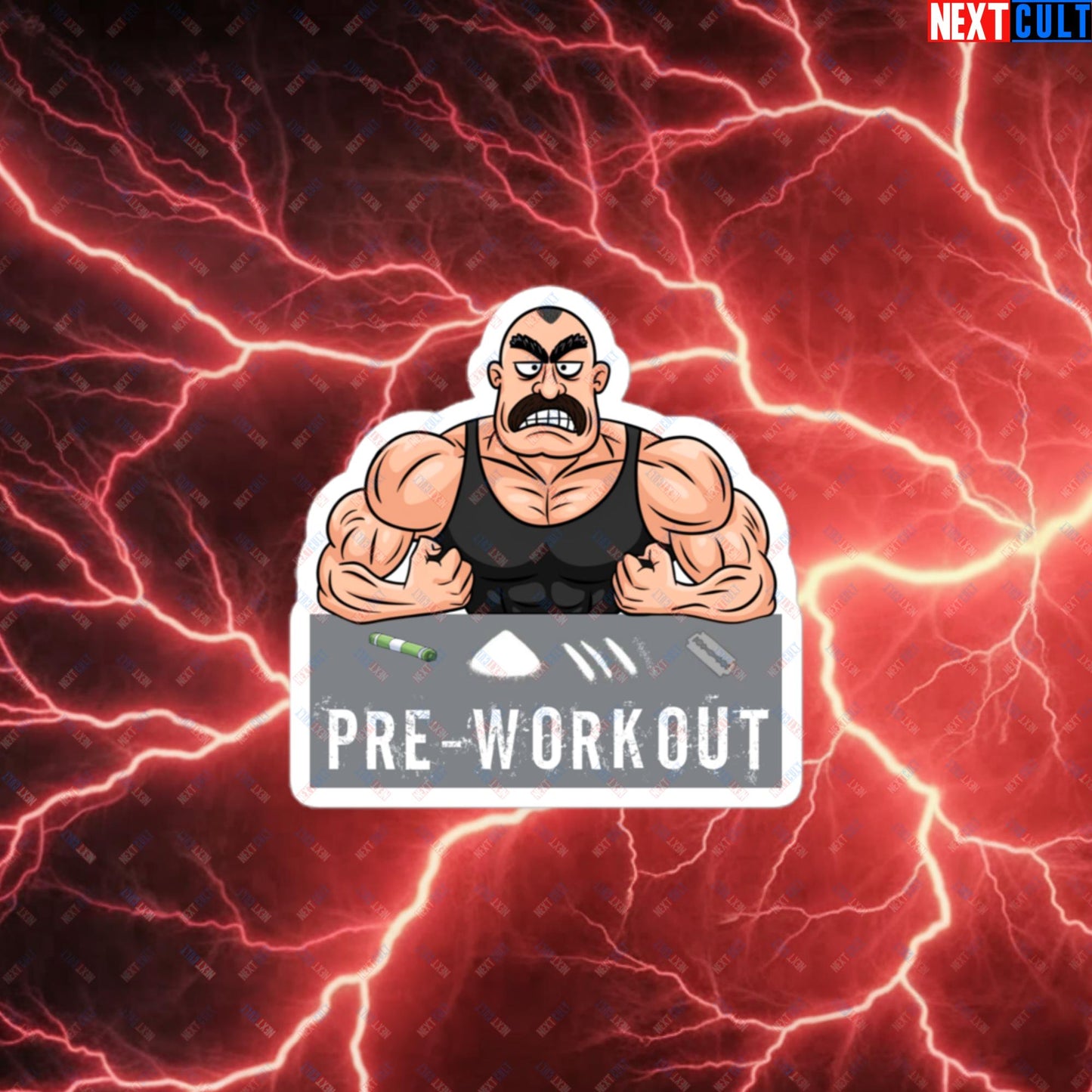 I Love Pre-workout Gym Bro Fitness Bodybuilding Workout Weightlifting Powerlifting Funny Meme Cartoon Bubble-free stickers 3″×3″ Stickers Fitness Gym Workout Next Cult Brand