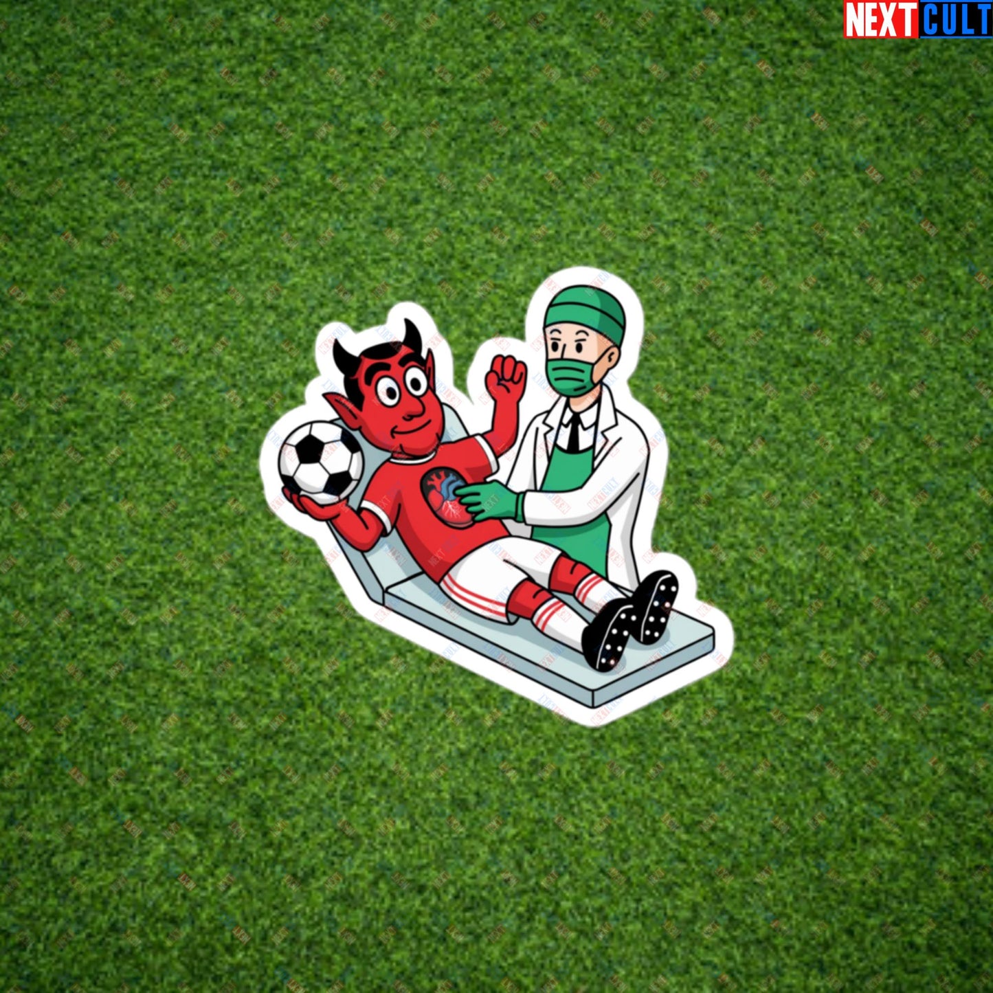 Open Heart Surgery Manchester United Ralf Rangnick Meme Cartoon Bubble-free stickers 3″×3″ Stickers Football GlazersOut Manchester United RatcliffeOut Next Cult Brand