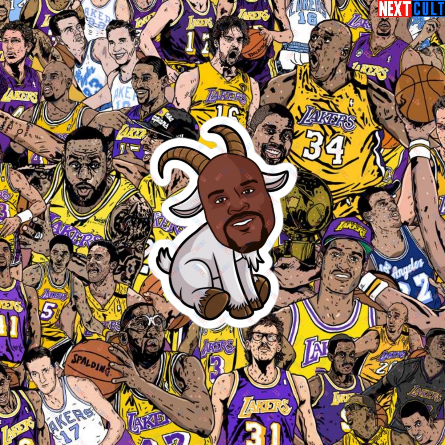 Shaquille O’Neal GOAT Sticker - Shaq Basketball Meme Decal - Greatest of All Time NBA Funny Cartoon Print for Basketball Fans - Perfect Gift for Shaq Lovers Bubble-free stickers 3″×3″ Stickers Basketball G.O.A.T. Los Angeles Lakers NBA Orlando Magic Shaq Next Cult Brand