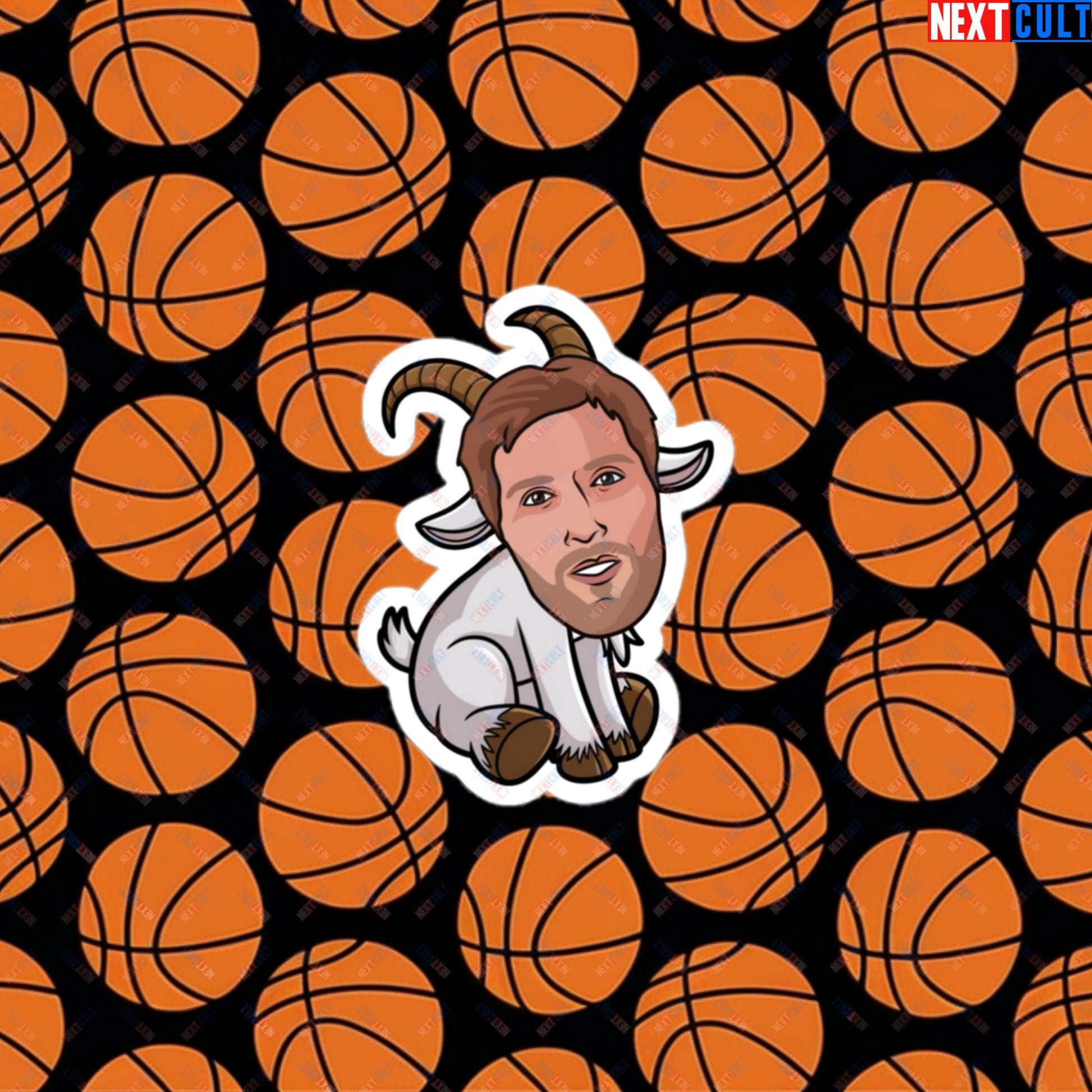 Dirk Nowitzki G.O.A.T. Sticker - Funny Basketball Meme Decal - Greatest of All Time Print for Basketball Fans - Perfect Gift for Dirk Nowitzki Fans Bubble-free stickers 3″×3″ Stickers Basketball Dallas Mavericks Dirk Nowitzki G.O.A.T. NBA Next Cult Brand