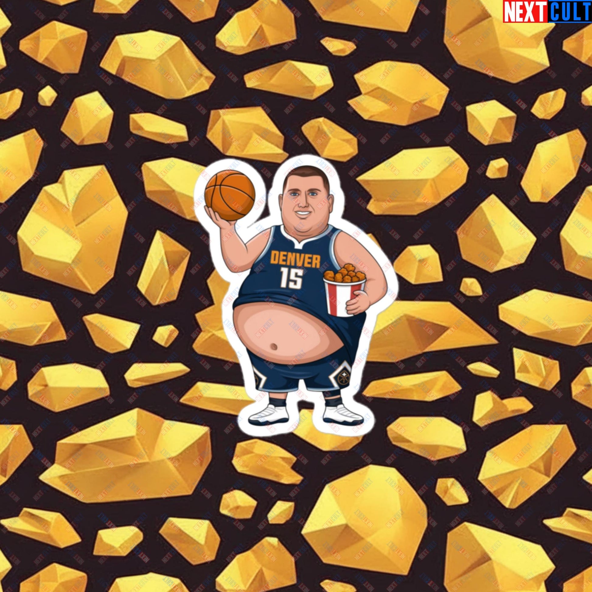 Fat Jokic Denver Nuggets Sticker - Funny Basketball Meme Decal - Big Jokic Dominance Print for Basketball Fans - Perfect Gift for Jokic Fans Bubble-free stickers 3″×3″ Stickers Basketball Denver Nuggets NBA Nikola Jokic Next Cult Brand