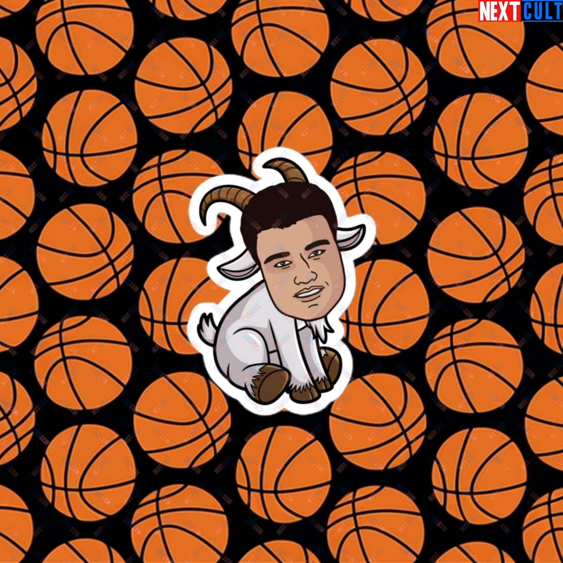 Yao Ming GOAT Sticker - Funny Basketball Meme Decal - Greatest of All Time Print for Houston Rockets Fans - Perfect Gift for Yao Ming Fans Bubble-free stickers 3″×3″ Stickers Basketball G.O.A.T. Houston Rockets NBA Yao Ming Next Cult Brand