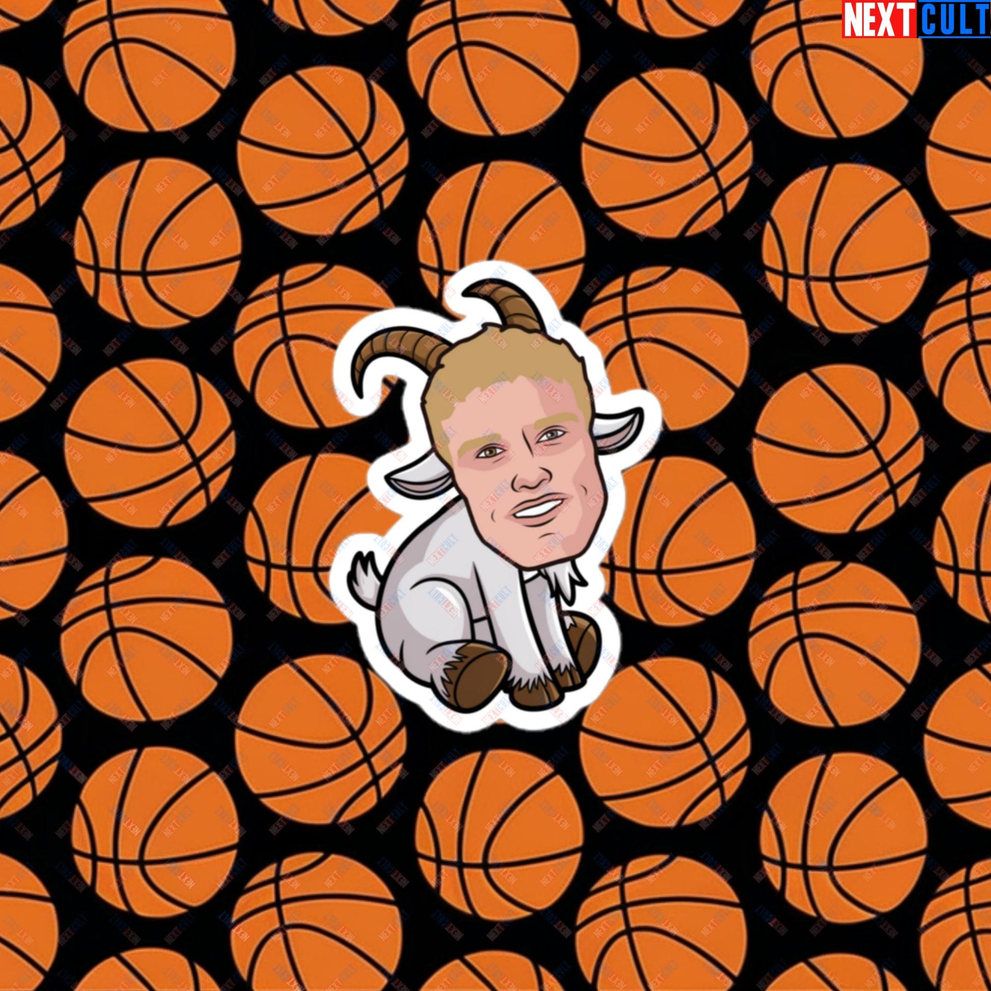 Lauri Markkanen GOAT Sticker - Funny Basketball Meme Decal - Greatest of All Time Print for Basketball Fans - Perfect Gift for Lauri Markkanen Fans Bubble-free stickers 3″×3″ Stickers Basketball G.O.A.T. Lauri Markkanen NBA Utah Jazz Next Cult Brand