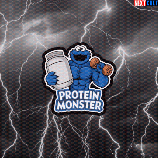 Protein Monster Gym Sticker | Funny Workout Decal for Protein Lovers, Lifters & Gym Bros Default Title Stickers Bodybuilding Cookie Monster Fitness Gym TV Workout Next Cult Brand