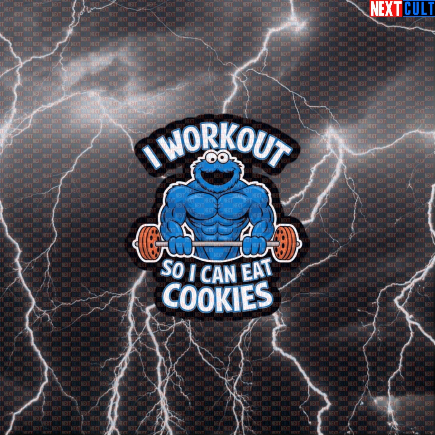 Funny Gym Sticker I Workout So I Can Eat Cookies Fitness Meme Decal for Lifters Default Title Stickers Bodybuilding Bulking Cookie Monster Fast Food Fitness Gym Powerlifting TV Workout Next Cult Brand