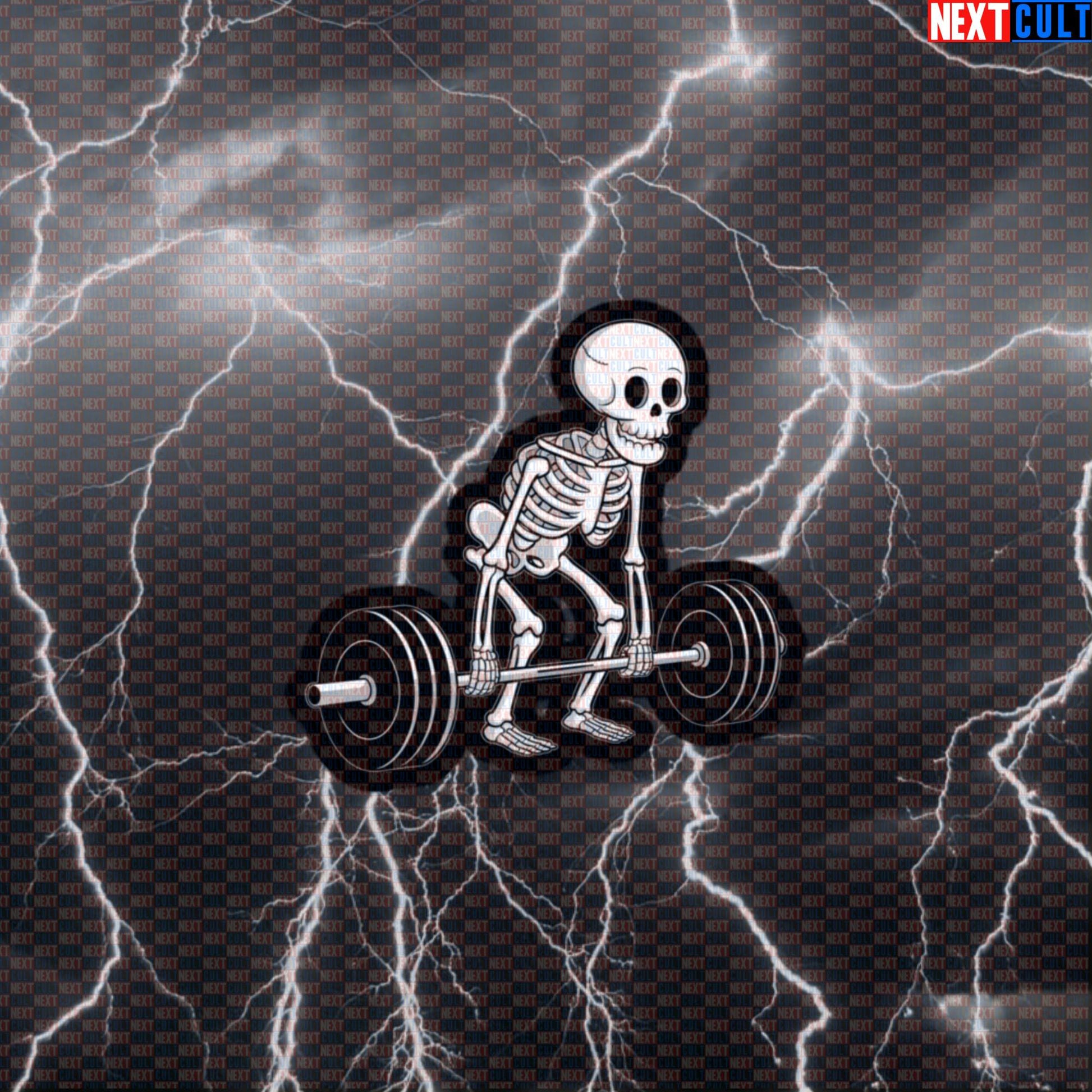 Skeleton Deadlift Gym Sticker | Funny Workout Decal for Water Bottles & Gym Gear | Fitness Meme Sticker Default Title Stickers Bodybuilding Fitness Gym Halloween Leg Day Powerlifting Workout Next Cult Brand