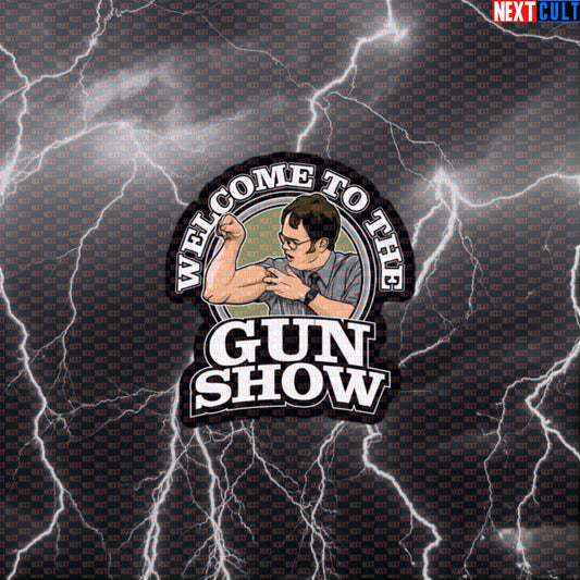 Funny Dwight Schrute Gun Show Gym Sticker | The Office Meme Workout Decal for Water Bottles & Gear Default Title Bodybuilding Fitness Gym The Office TV TV Shows Workout Next Cult Brand