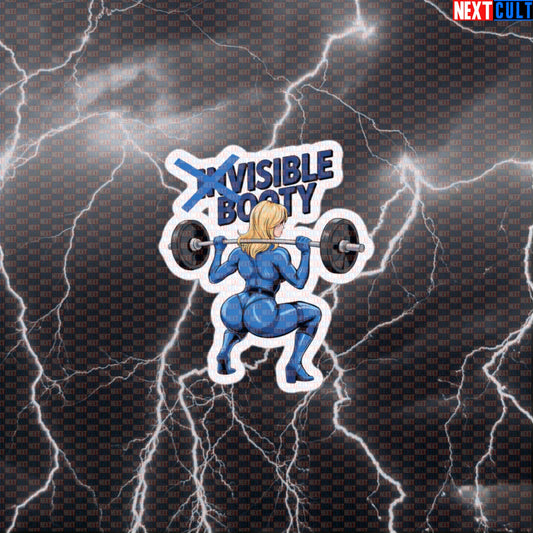 Invisible Booty To Visible Booty Gym Sticker | Funny Workout Motivation Decal For Squats & Leg Day Default Title Stickers Bodybuilding Fantastic 4 Films Fitness Gym Leg Day Powerlifting Superheroes Workout Next Cult Brand