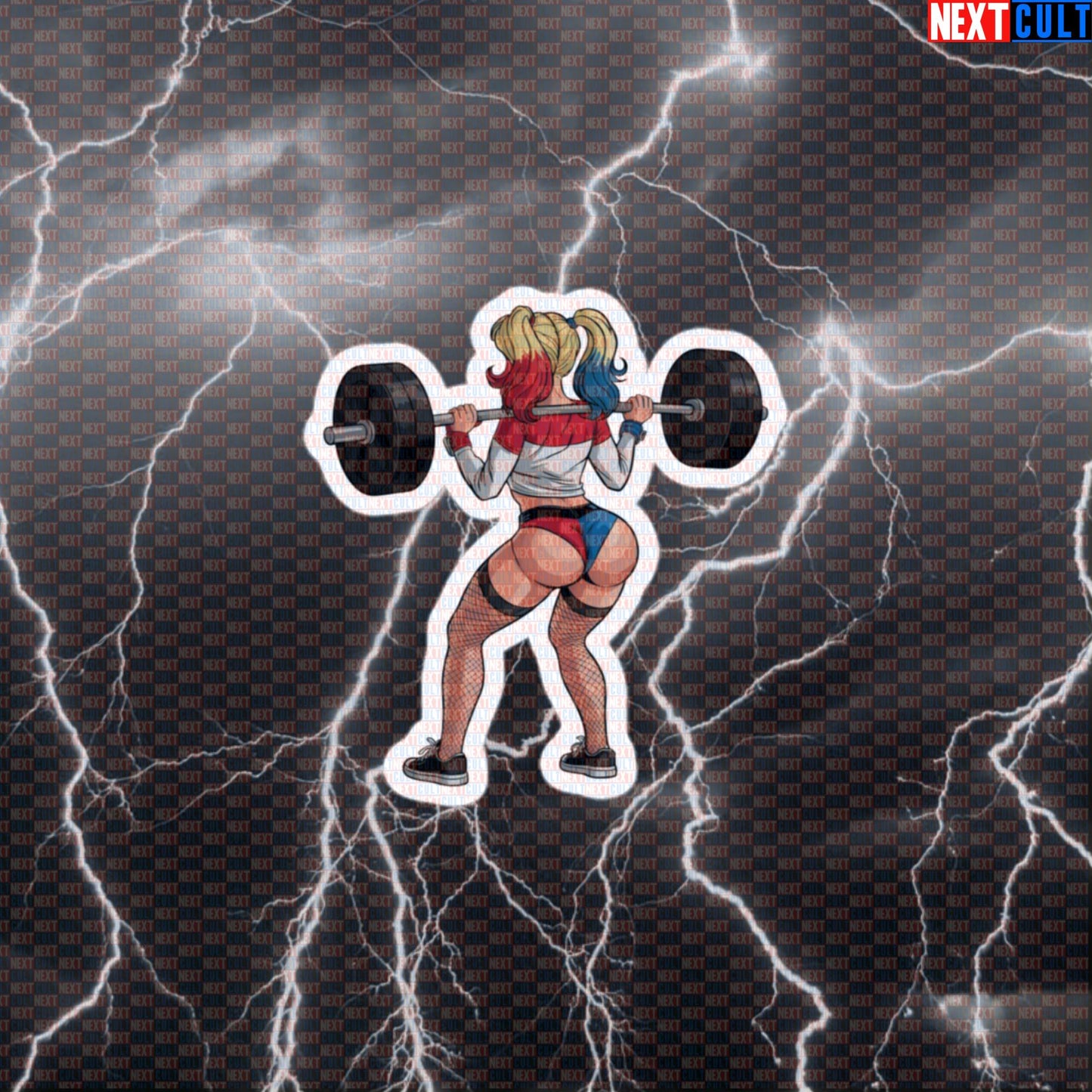 Booty Builder Gym Sticker | Harley Quinn Workout Decal for Water Bottles & Gym Gear | Fitness Meme Sticker Default Title Bodybuilding Films Fitness Gym Harley Quinn Leg Day Powerlifting Superheroes Workout Next Cult Brand
