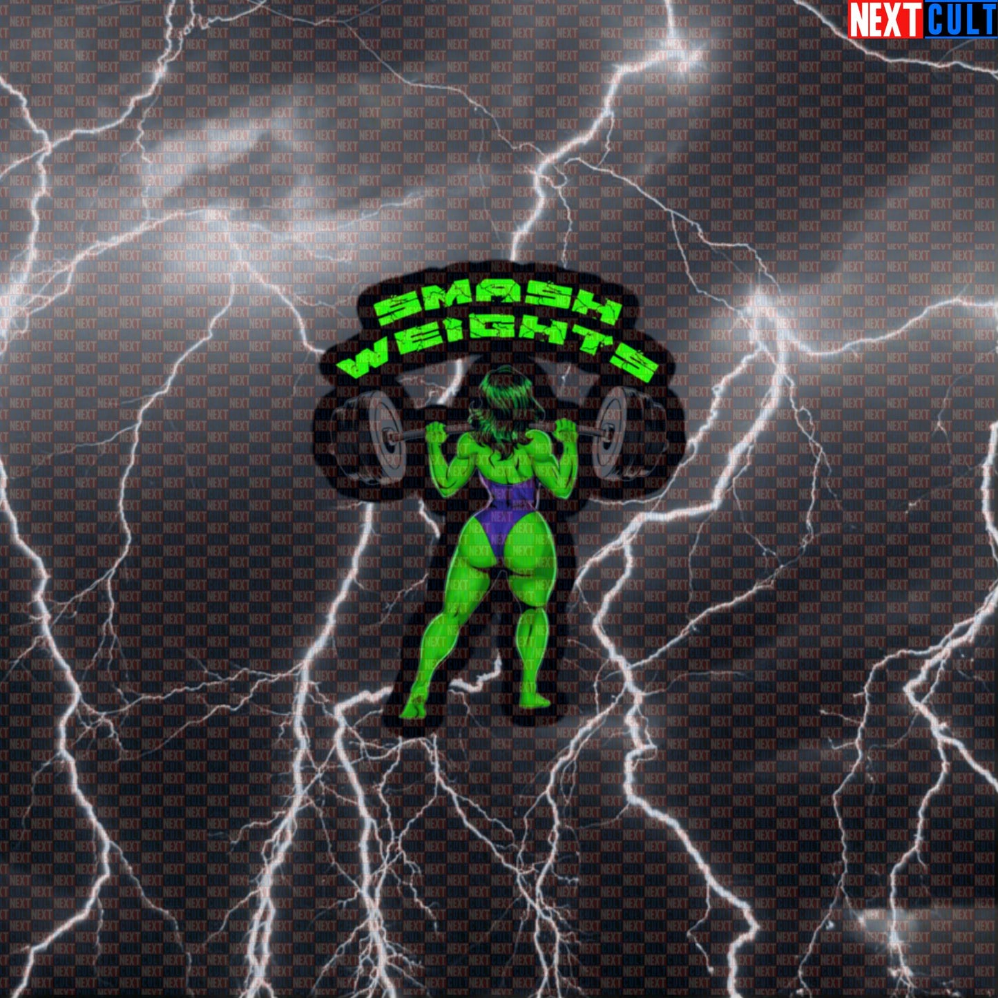 Smash Weights Gym Sticker | She-Hulk Workout Decal for Gym Girls & Lifters | Funny Fitness Meme Sticker Default Title Stickers Avengers Bodybuilding Films Fitness Gym Hulk Leg Day Powerlifting Superheroes Workout Next Cult Brand