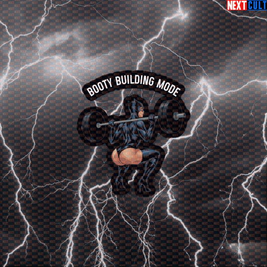 Booty Building Mode Gym Sticker | Funny Workout Decal for Water Bottles & Laptops | Fitness Meme Sticker Default Title Bodybuilding Catwoman Films Fitness Gym Leg Day Powerlifting Superheroes Workout Next Cult Brand