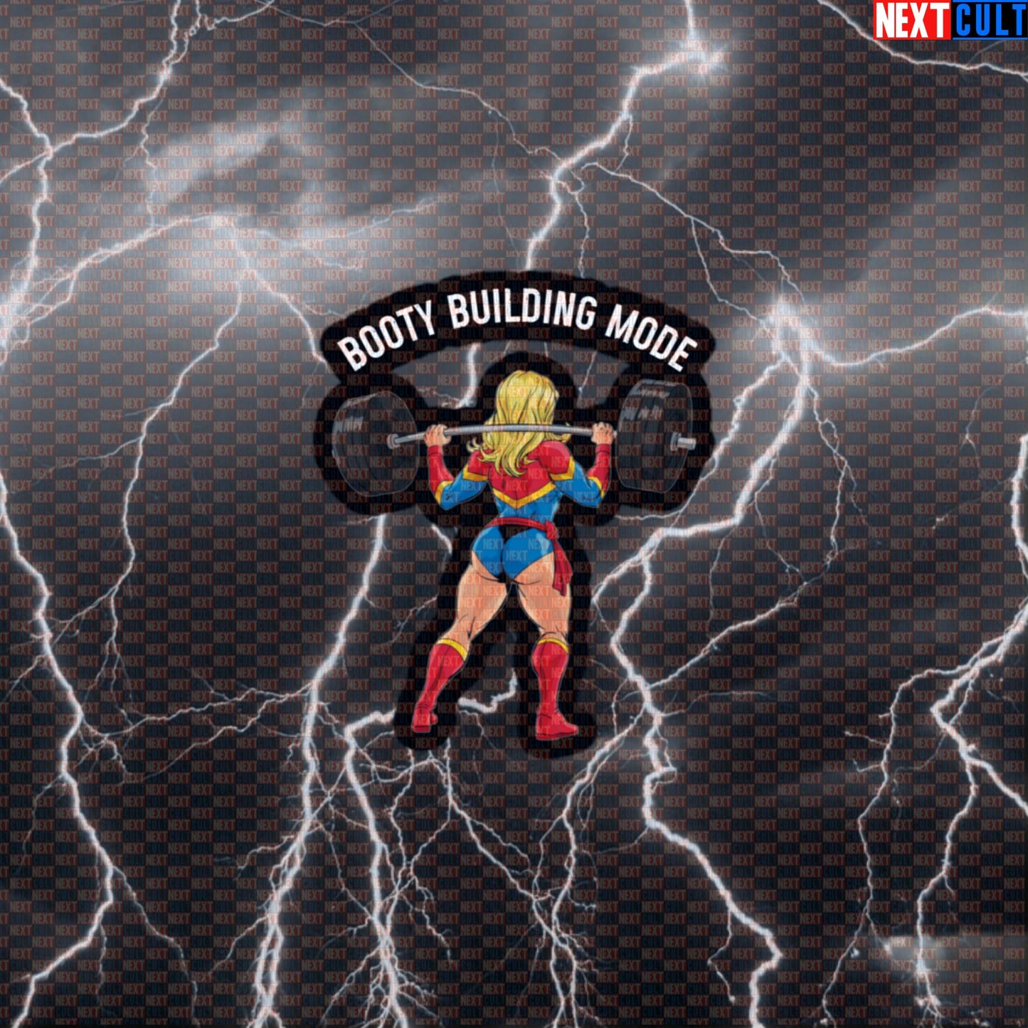 Booty Building Mode Gym Sticker | Funny Workout Decal For Water Bottles & Gym Gear | Fitness Meme Sticker Default Title Avengers Bodybuilding Captain Marvel Films Fitness Gym Leg Day Powerlifting Superheroes Workout Next Cult Brand