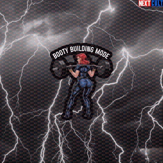 Booty Building Mode Gym Sticker | Funny Workout Decal for Gym Girls | Squats & Glutes Meme Sticker Default Title Avengers Black Widow Bodybuilding Films Fitness Gym Leg Day Powerlifting Superheroes Workout Next Cult Brand