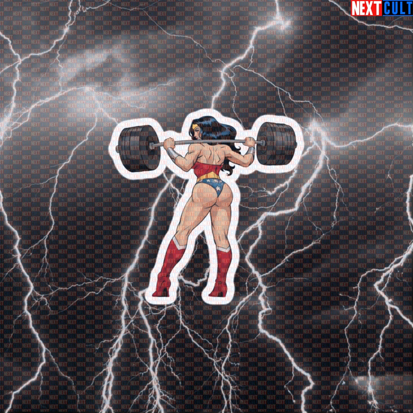 Wonder Lifter Gym Sticker | Funny Workout Decal for Squats & Leg Day | Superhero Fitness Meme Sticker Default Title Bodybuilding Films Fitness Gym Justice League Leg Day Powerlifting Superheroes Wonder Woman Workout Next Cult Brand
