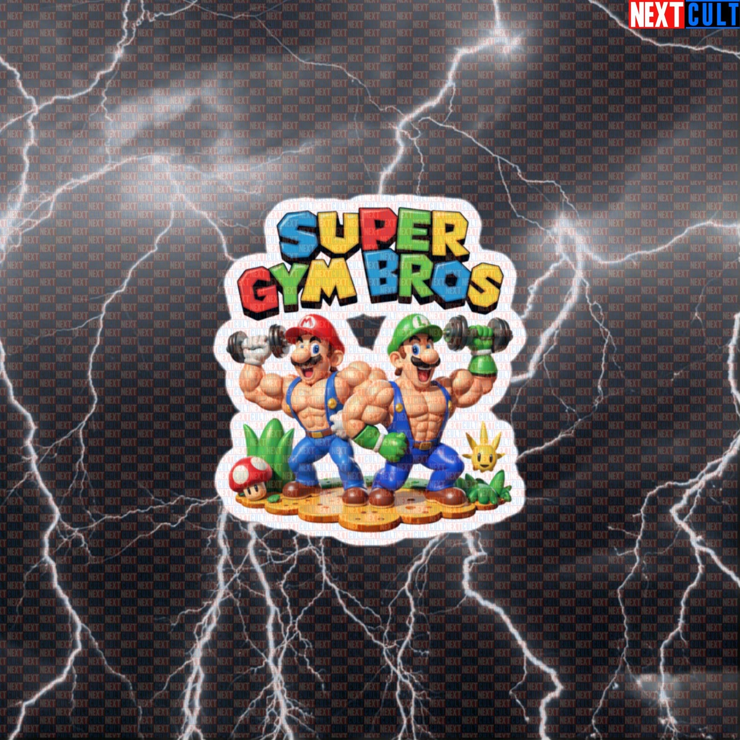 Super Gym Bros Gym Sticker | Video Game Workout Decal for Water Bottles | Funny Fitness Meme Sticker Default Title Bodybuilding Fitness Gym Video Games Workout Next Cult Brand