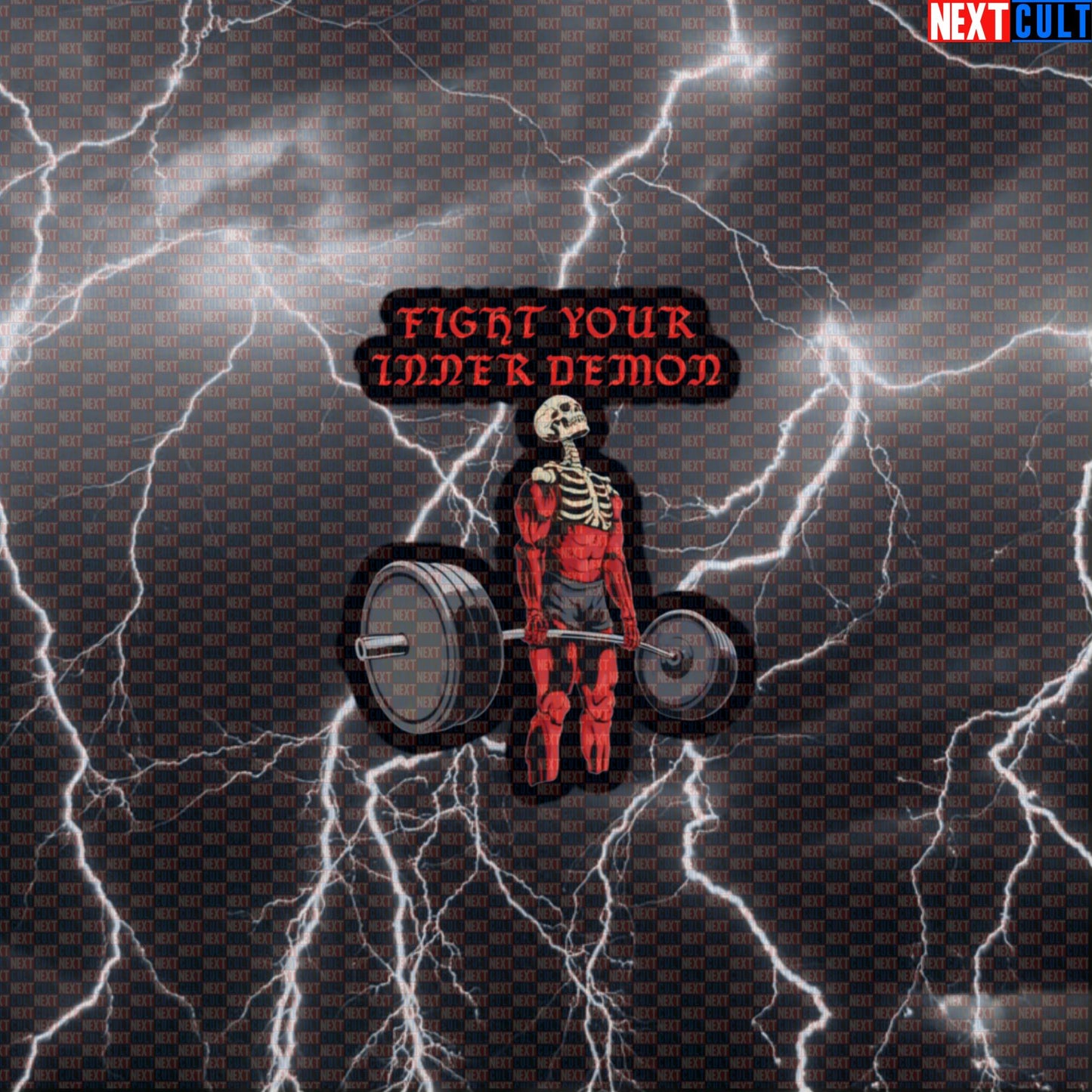 Fight Your Inner Demon Gym Sticker | Funny Workout Decal for Water Bottles & Gym Equipment | Motivational Sticker Default Title Bodybuilding Fitness Gym Leg Day Powerlifting Workout Next Cult Brand