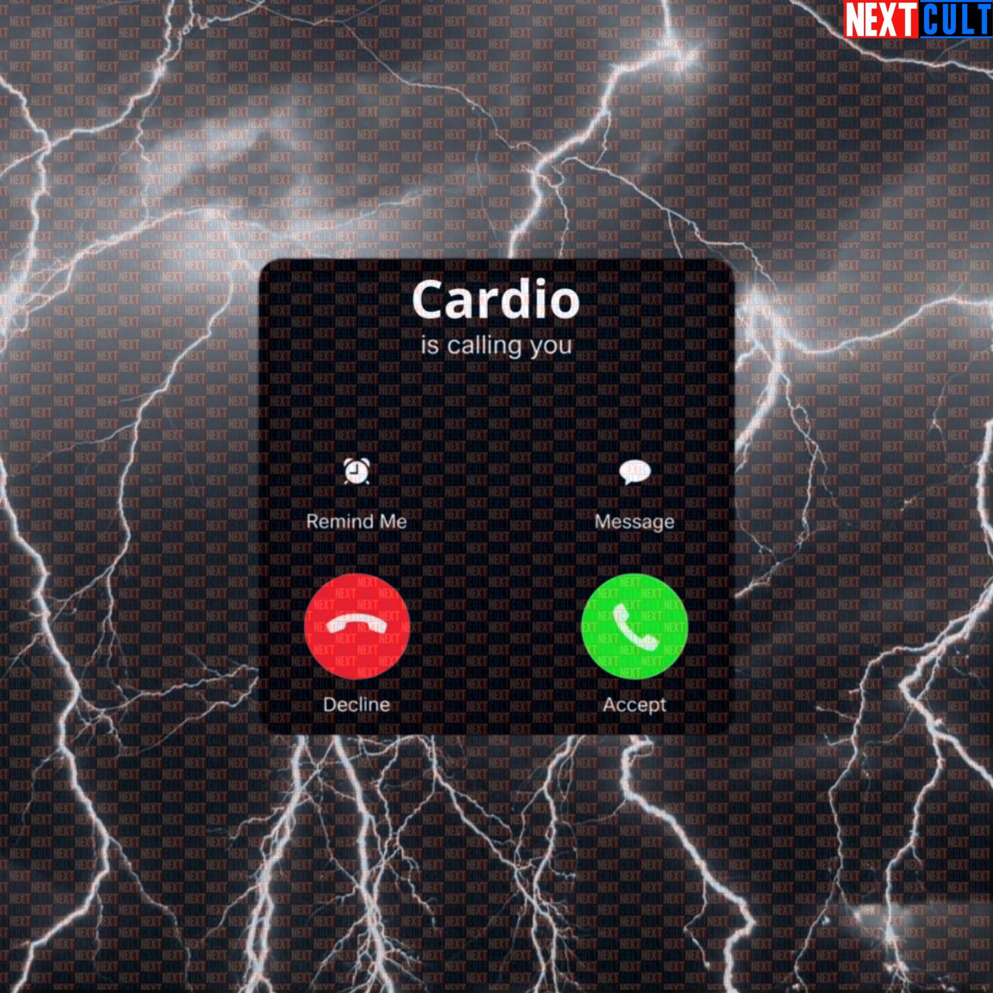Cardio Is Calling Gym Sticker | Funny Decline Workout Decal for Water Bottles | Fitness Meme Sticker Default Title Bodybuilding Cardio Fitness Gym Workout Next Cult Brand
