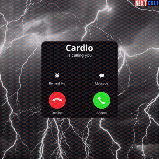 Cardio Is Calling Gym Sticker | Funny Decline Workout Decal for Water Bottles | Fitness Meme Sticker Default Title Bodybuilding Cardio Fitness Gym Workout Next Cult Brand