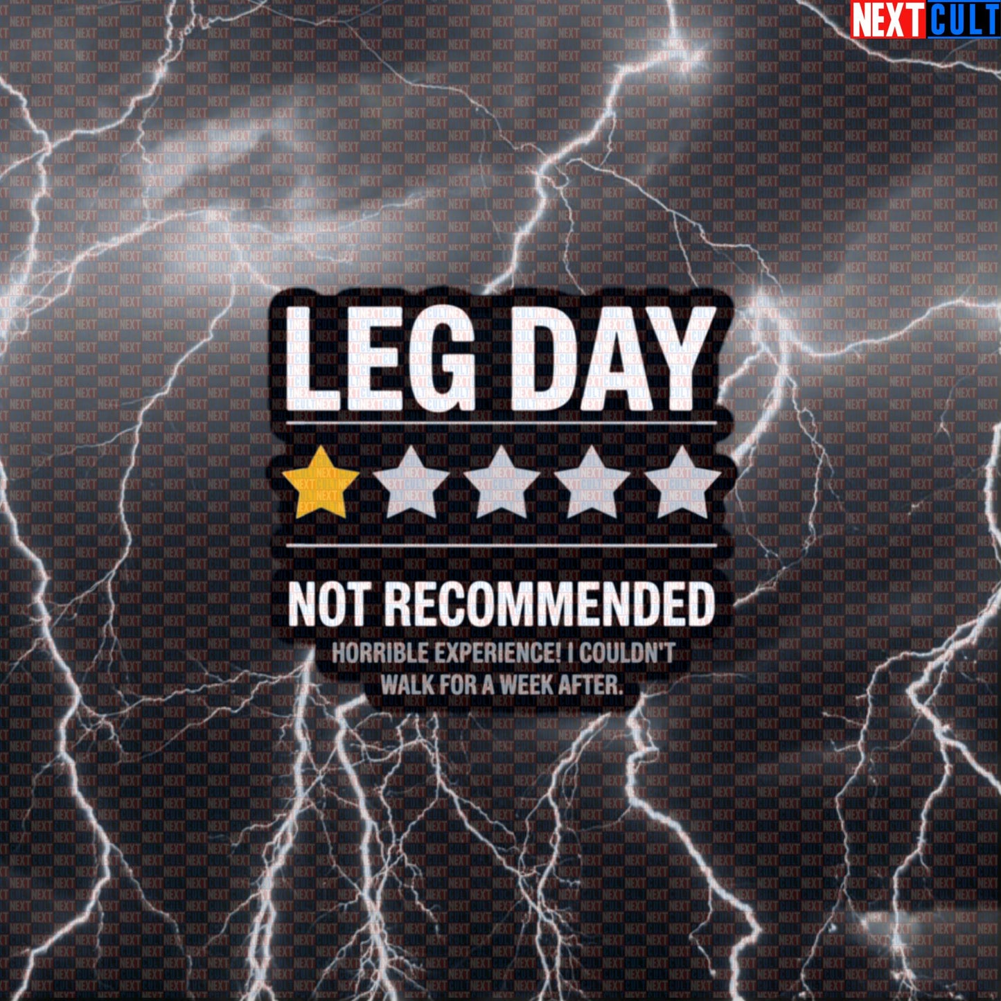 Negative Leg Day Review Gym Sticker | 1 Star Not Recommended Workout Decal For Water Bottles & Gym Gear Default Title Bodybuilding Fitness Gym Leg Day Powerlifting Workout Next Cult Brand
