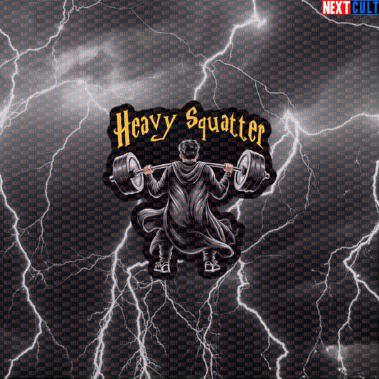 Heavy Squatter Gym Sticker | Harry Potter Squat Meme Decal for Water Bottles | Funny Workout Sticker Default Title Bodybuilding Books Films Fitness Gym Harry Potter Leg Day Powerlifting Workout Next Cult Brand