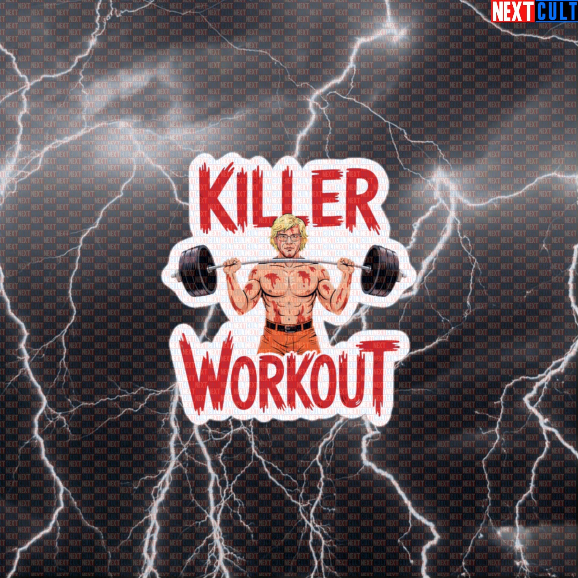 Killer Workout Horror Gym Sticker | Scary Jeffrey Dahmer Meme Decal | Funny Halloween Workout Sticker Default Title Bodybuilding Fitness Gym Halloween Powerlifting TV Workout Next Cult Brand