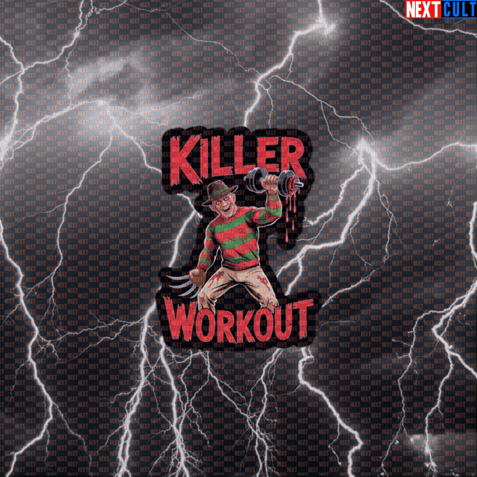 Killer Workout Horror Gym Sticker | Scary Fitness Meme Decal | Freddy Krueger Workout Sticker for Water Bottles Default Title Bodybuilding Films Fitness Gym Halloween Workout Next Cult Brand