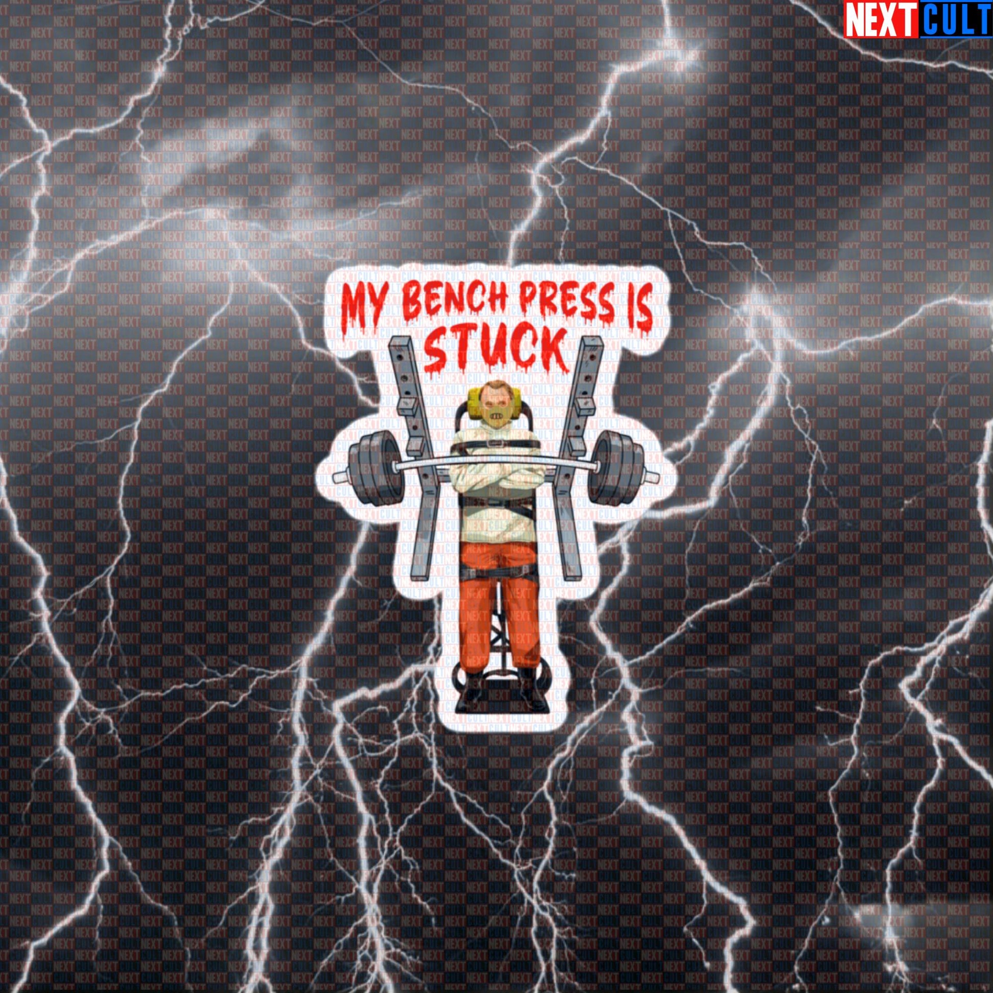 My Bench Press Is Stuck Gym Sticker | Horror Movie Meme Workout Decal | Funny Scary Fitness Sticker Default Title Bodybuilding Films Fitness Gym Halloween Powerlifting Workout Next Cult Brand