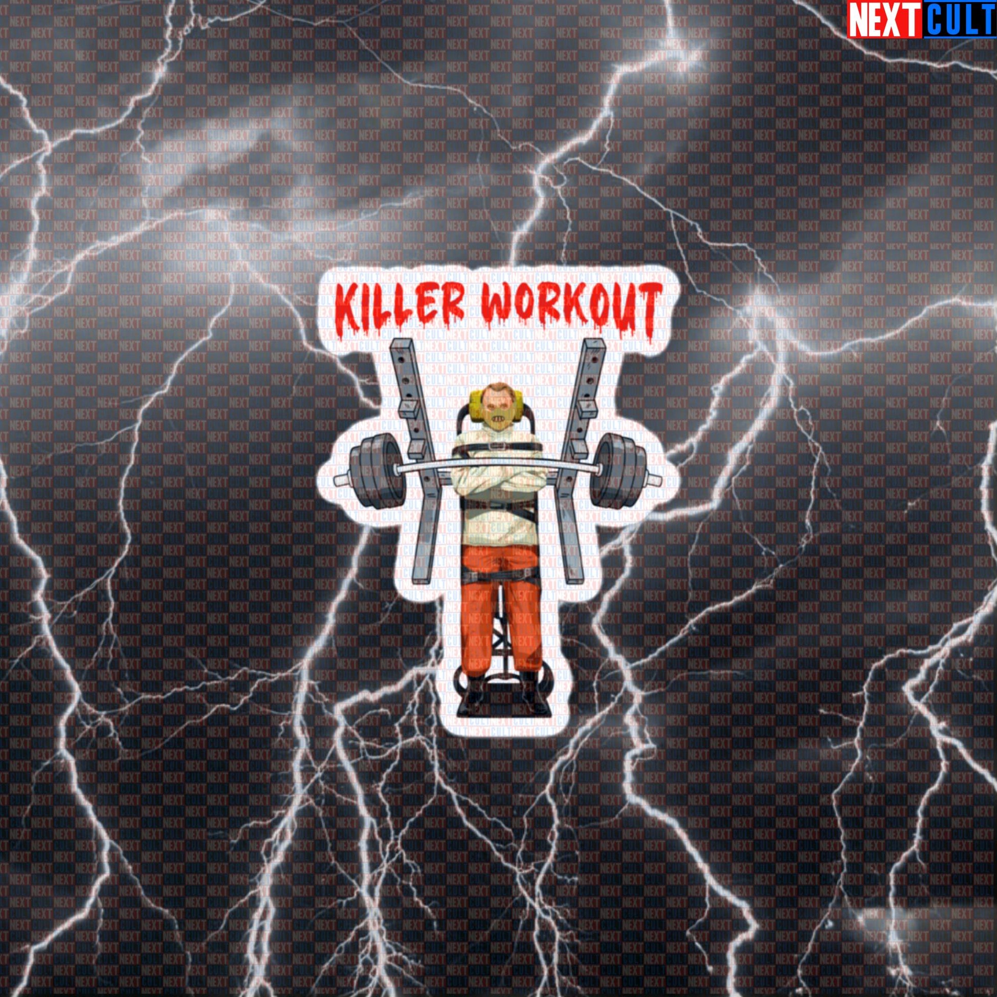 Killer Workout Horror Gym Sticker | Scary Cannibal Fitness Meme Decal | Hannibal Lecter Workout Sticker Default Title Films Fitness Gym Halloween Powerlifting Workout Next Cult Brand