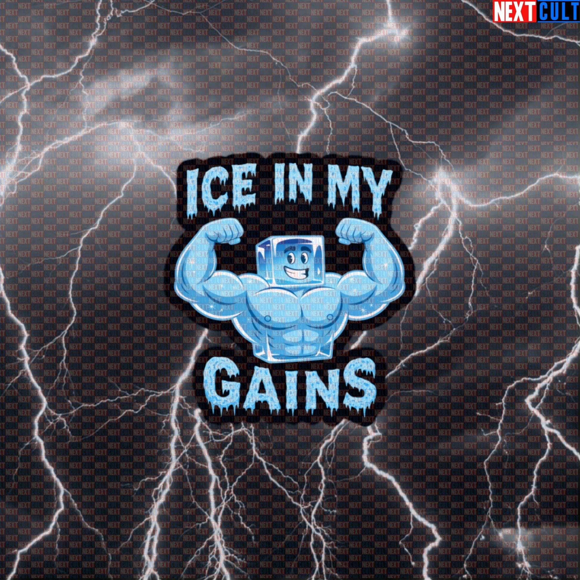 Ice In My Gains Funny Gym Sticker | Icy Workout Decal For Bodybuilding Default Title Bodybuilding Fitness Gym Workout Next Cult Brand