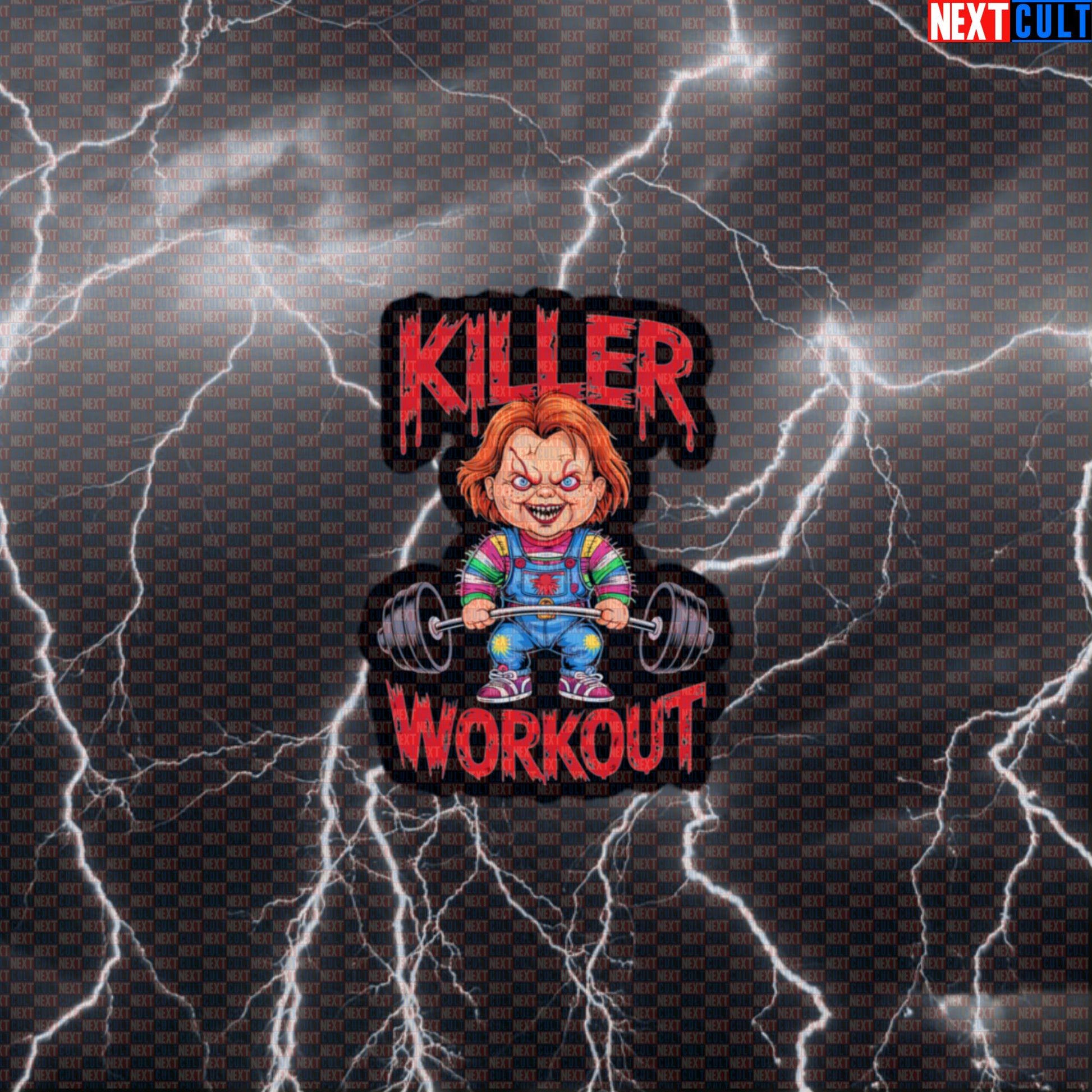 Killer Workout Horror Gym Sticker | Scary Doll Halloween Fitness Decal | Funny Gym Meme Sticker Pack Default Title Stickers Bodybuilding Films Fitness Gym Halloween Powerlifting Workout Next Cult Brand