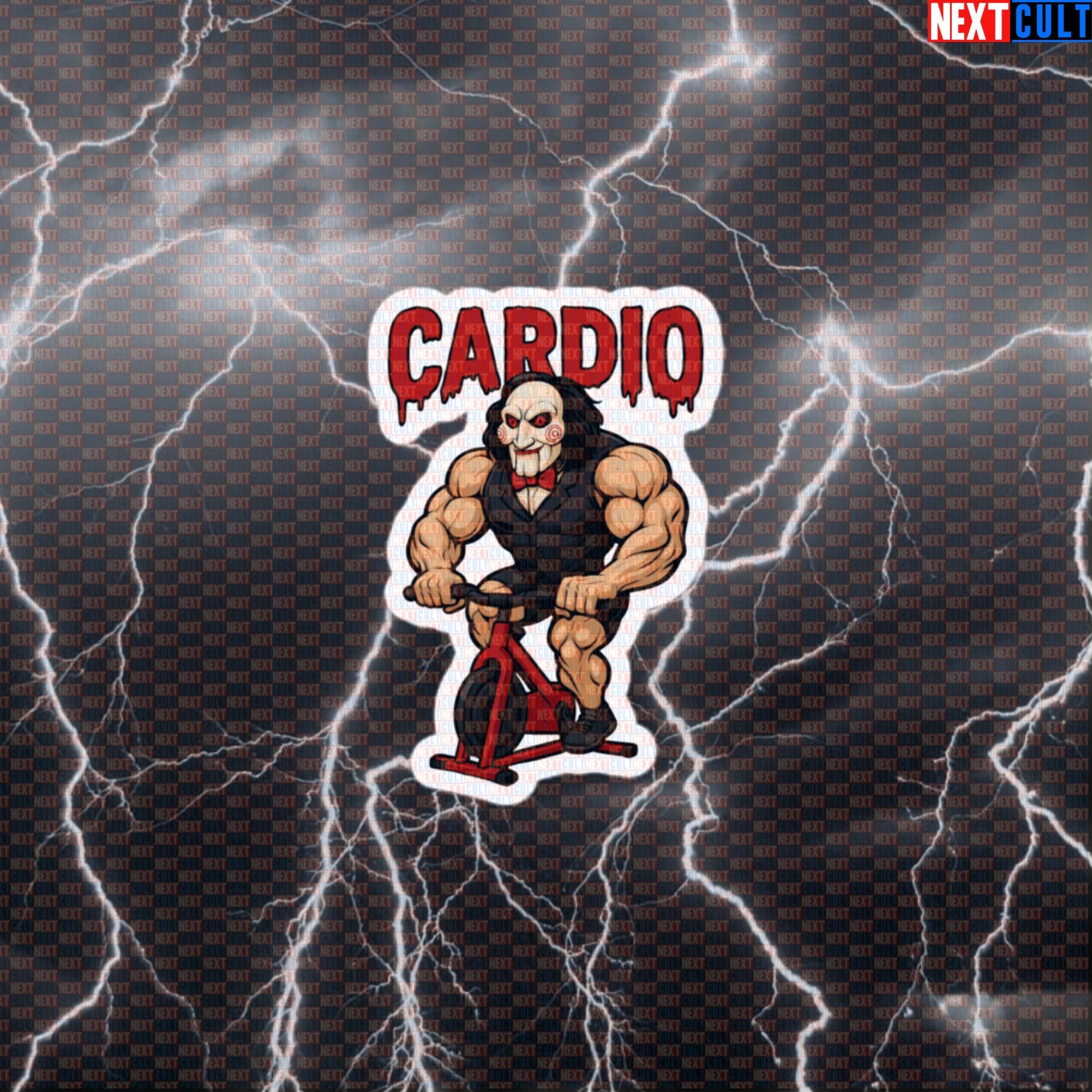 Jigsaw's Spin Class Horror Funny Gym Sticker | Killer Workout Decal for Gym Bros Default Title Cardio Films Fitness Gym Halloween Workout Next Cult Brand