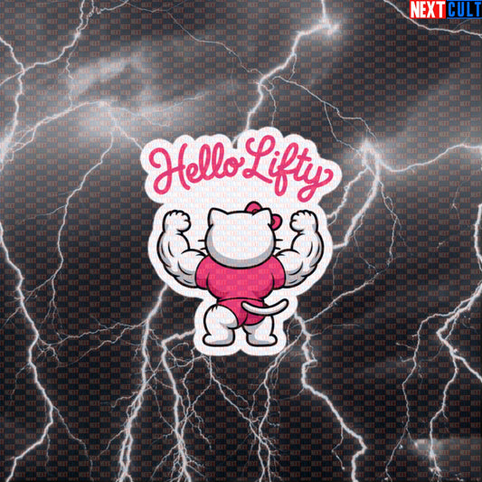 Hello Lifty Gym Sticker | Cute Funny Workout Decal for Water Bottles & Gym Gear | Fitness Meme Sticker Default Title Bodybuilding Fitness Gym TV Workout Next Cult Brand