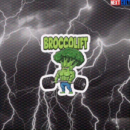 Broccolift Funny Gym Sticker | Eat Broccoli Lift Fitness Decal For Water Bottles & Gym Gear | Workout Meme Default Title Stickers Bodybuilding Fast Food Fitness Gym Leg Day Powerlifting Workout Next Cult Brand