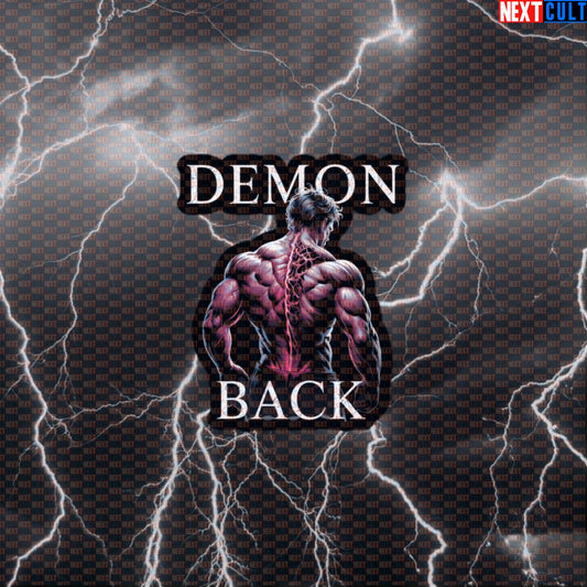 Demon Back Gym Sticker | Big Back Workout Decal For Weight Plates & Water Bottles | Funny Gym Meme Sticker Default Title Stickers Bodybuilding Fitness Gym Halloween Workout Next Cult Brand