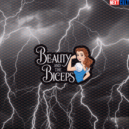 Beauty And The Biceps Gym Sticker | Funny Workout Decal For Water Bottles & Gym Gear | Fitness Meme Sticker Default Title Stickers Bodybuilding Films Fitness Gym Workout Next Cult Brand